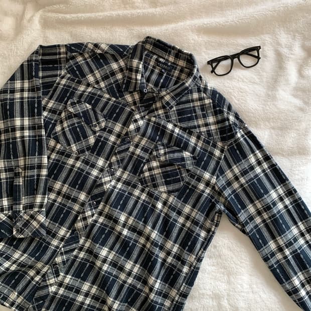 일본 빈티지 NEEDRIC 에스닉 체크 셔츠