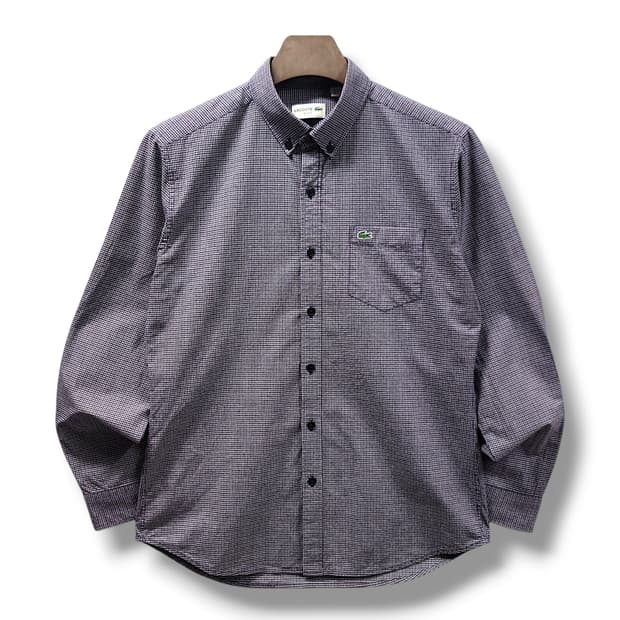 [105/L] 라코스테 브라운&블랙 체크 슬림핏 긴팔셔츠