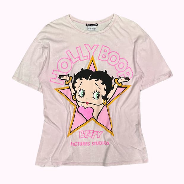 betty boob printing pink t-shirt