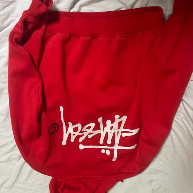 스투시 베이직 빅 로고 후드티 레드