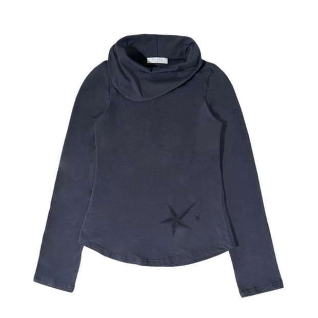 온스카 플립 넥 롱슬리브 티셔츠 네이비