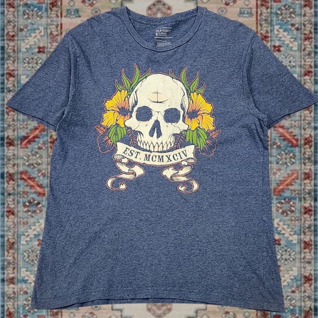 올드 네이비 Old Navy 빈티지 스컬 그래픽 티셔츠 L