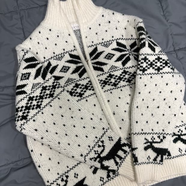 [새상품 L] 노르딕 패턴 니트집업 가디건