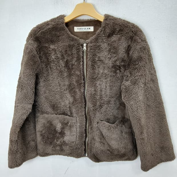 VIVA GLAM 브라운 퍼 자켓 95 M