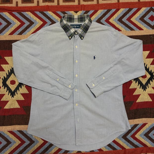 XL) 폴로 랄프로렌 체크 카라 옥스포드 셔츠