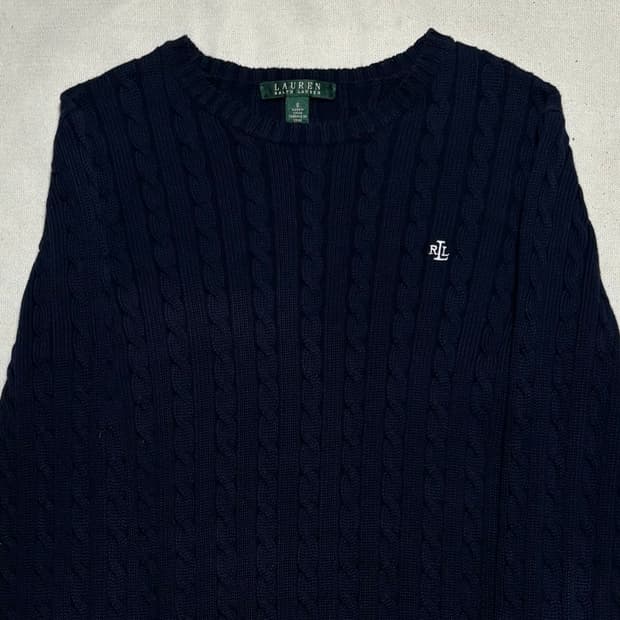 S 랄프로렌 여성용 네이비 케이블 니트