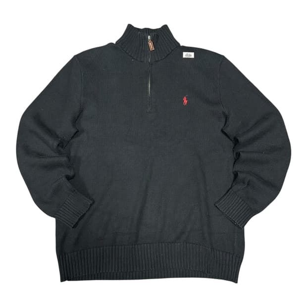✨ (바배) 폴로 랄프로렌 블랙 반집업 니트 