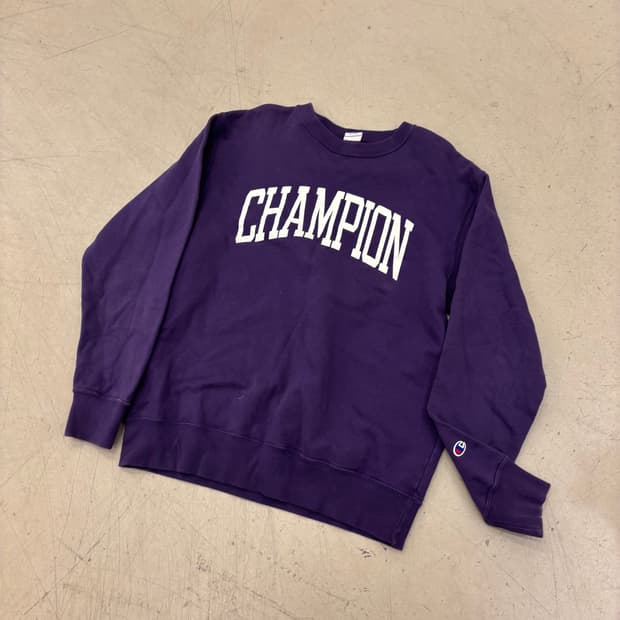 챔피온 리버스위브 빅로고 퍼플 맨투맨