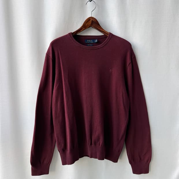 폴로 랄프로렌 피마 코튼 라운드 니트 버건디 XL