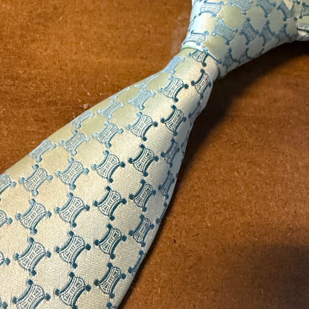 셀린느 CELINE 트리오페 자카드 실크 넥타이 라이트 그린