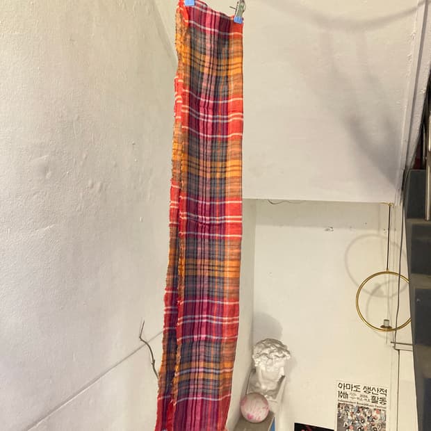 빈티지 레인보우 체크 머플러