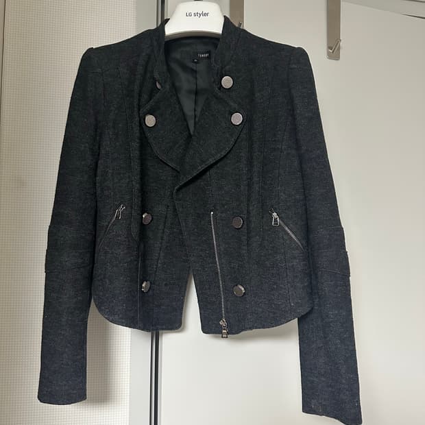 톰보이 여성 그레이 울 혼방 라이더 자켓 55