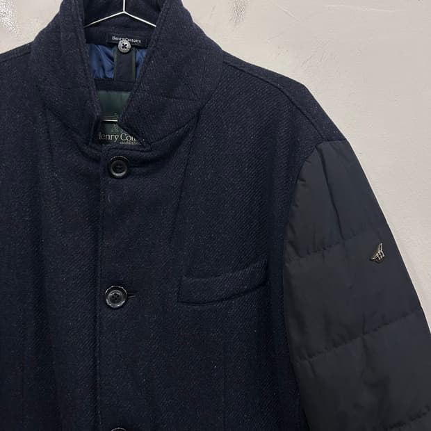 헨리코튼 덕다운 울헤링본 누빔 패딩자켓