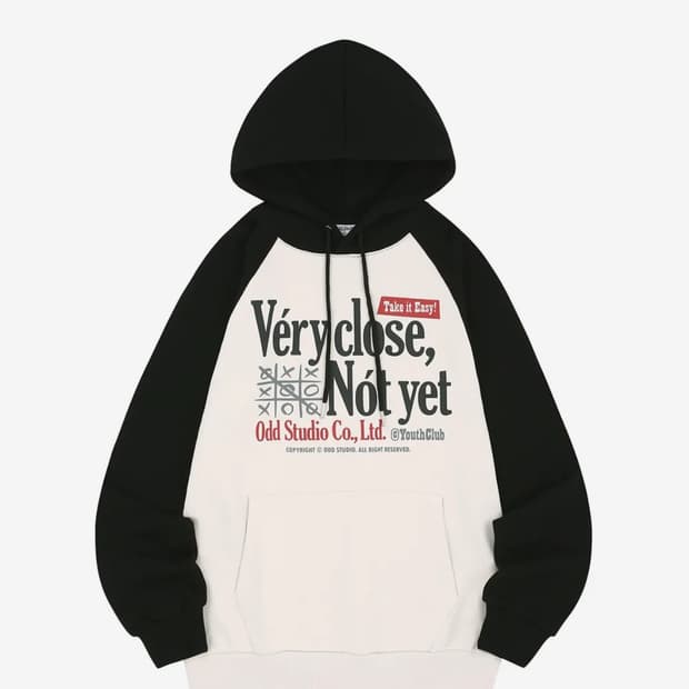 오드 스튜디오 베리클로즈 래글런 오버핏 후드 - BEIGE/BLACK