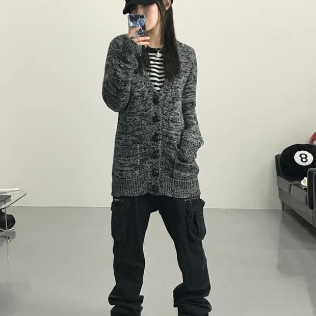 Melange Textured Japan Vintage Cardigan