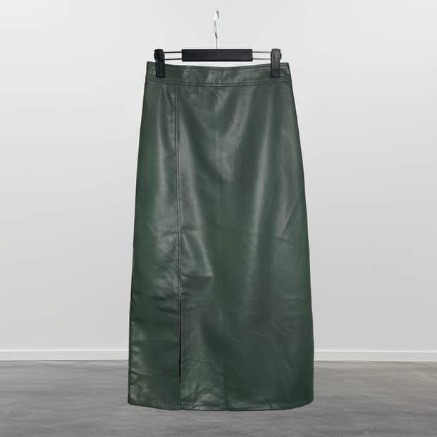 빈티지 페이크 레더 롱 스커트 