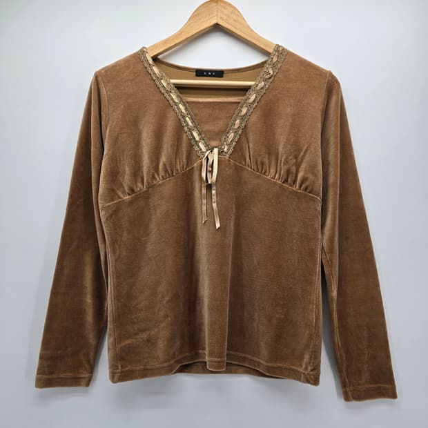 일본 빈티지 벨벳 브이넥 오리엔탈 스타일