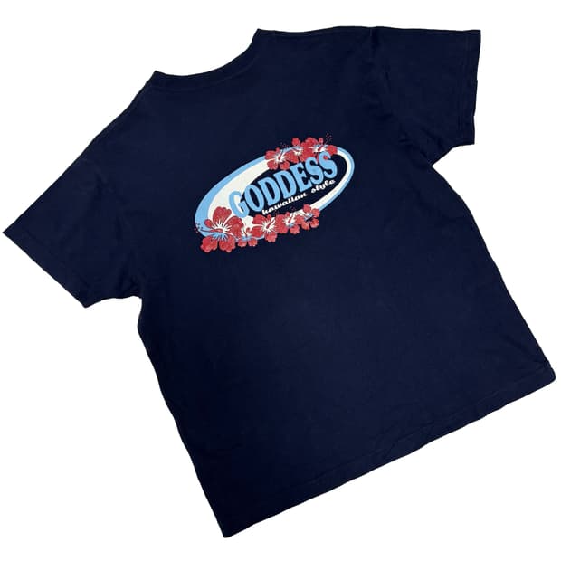 고디스(Goddess) 하와이안 스타일 서프 네이비 티셔츠