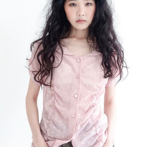 샵페어리 seethrough dot pure blouse pink