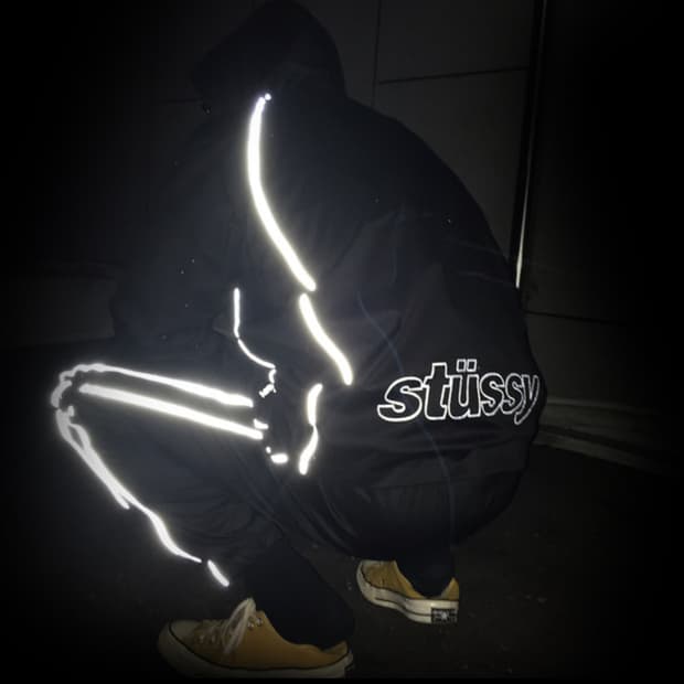 스투시 3M 파이핑 풀오버 아노락 블랙 자켓 바람막이 후드