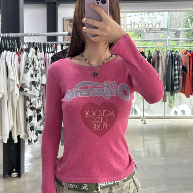 히스테릭글래머 스쿨걸 펑크 프린팅 롱슬리브