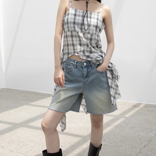 에이티즈 서울 하프 데님 반바지