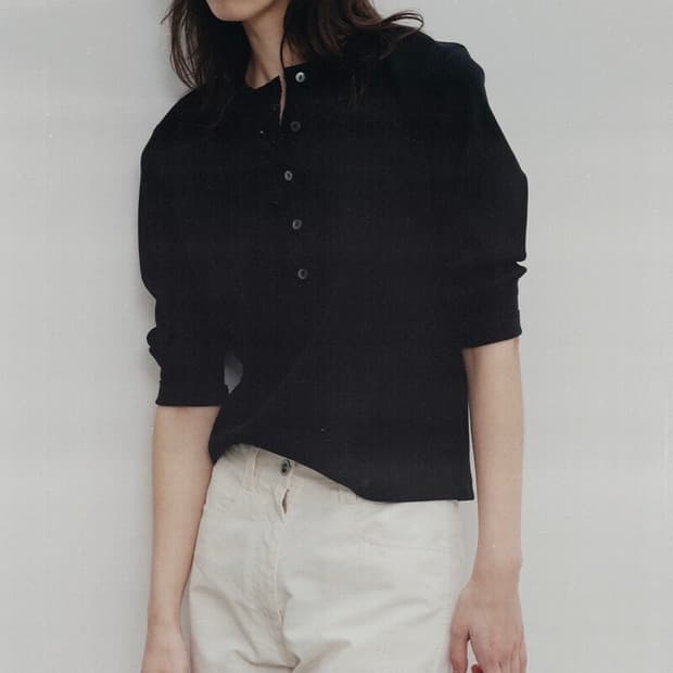 낫띵리튼 빈티지 버튼 티셔츠 블랙 (nothing written)