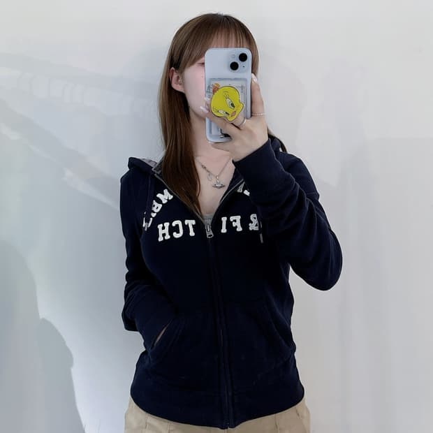 아베크롬비 빅로고 블랙 후드집업