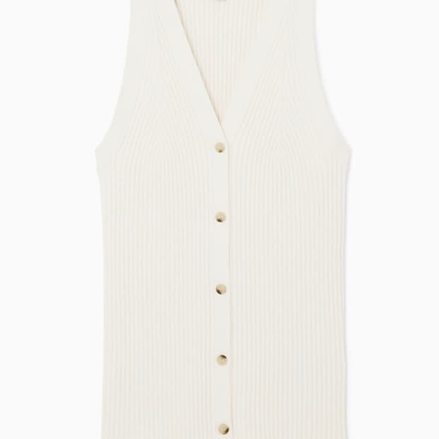 코스 COS 코스 립 니트 브이넥 웨이스트코트 베스트 탑 XS