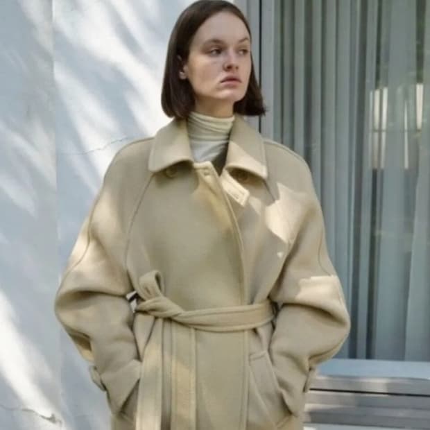 POSZER 포저 레몬 헤링본 나그랑 롱코트 S