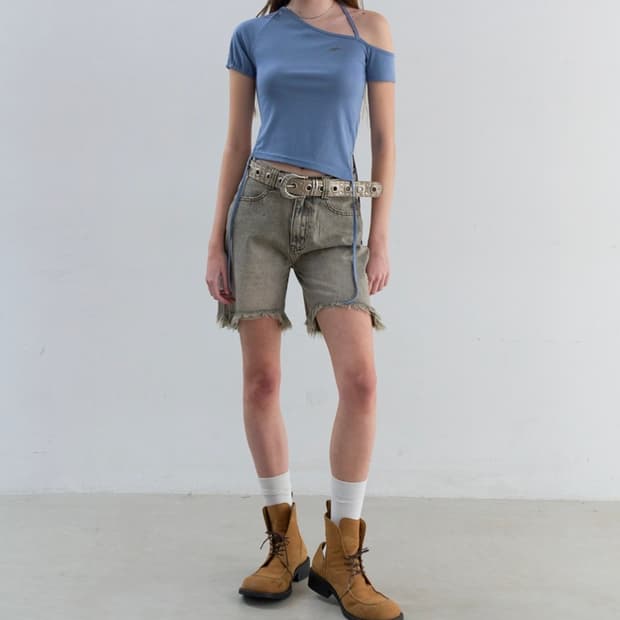 오디너리홀리데이 25ss 데미지 버뮤다 팬츠 M