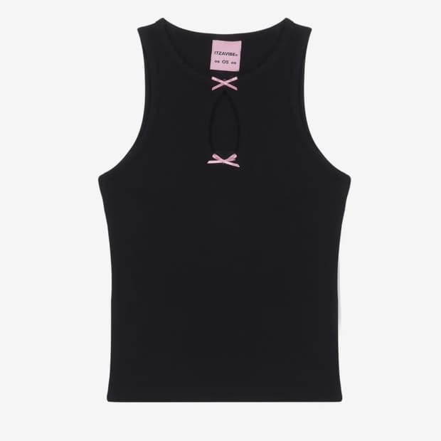 RIBBON SLEEVELESS TOP_BLACK