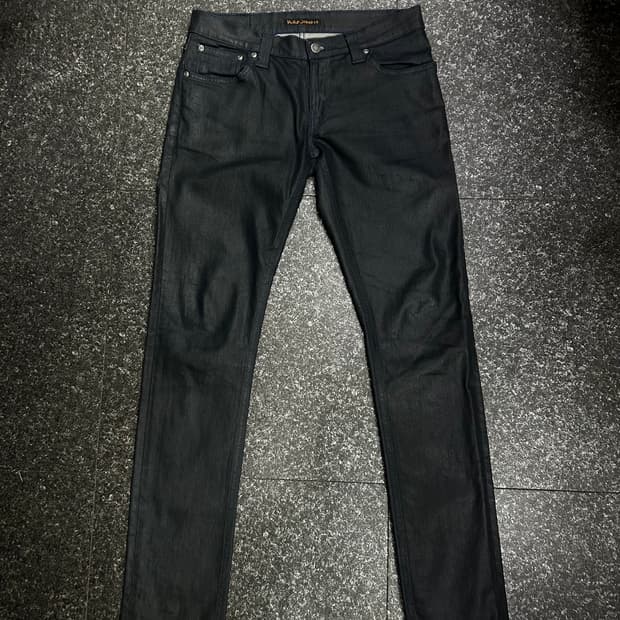 누디진(Nudie Jeans) 세미스판 블랙 코팅 데님 청바지 30~32