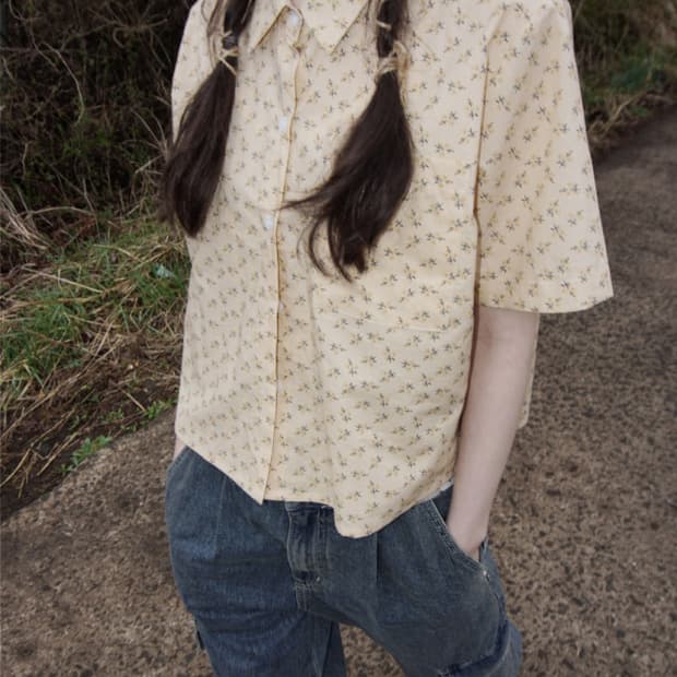 김아홉 lemon flower half shirt 셔츠