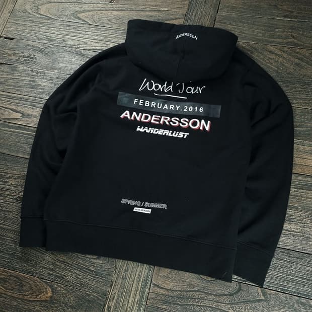 [앤더슨벨] 그래픽 프린팅 오버핏 후드티 블랙 M19007