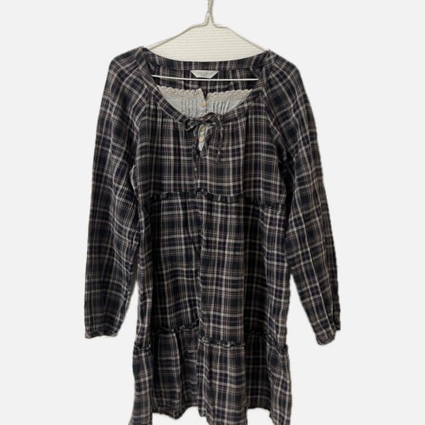 THEORIA 세오리아 체크 프릴 원피스 M