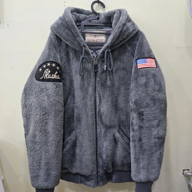 엑스톤즈 그레이 후리스 후드 집업 자켓 M