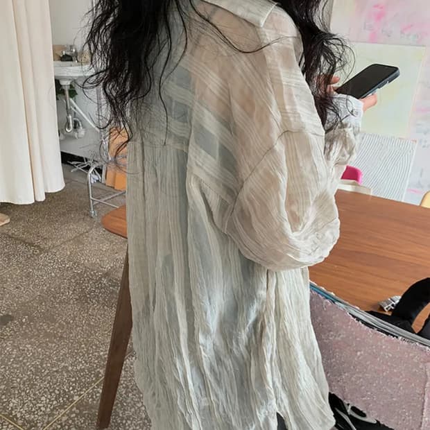 시스루 베이지 셔츠