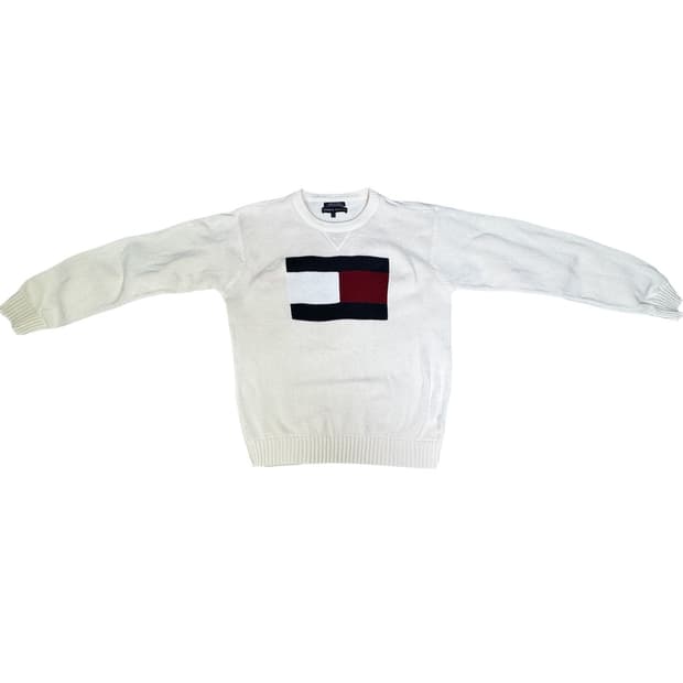 빈티지 타미힐피거 tommy hilfiger 빅로고 크루넥 니트 L