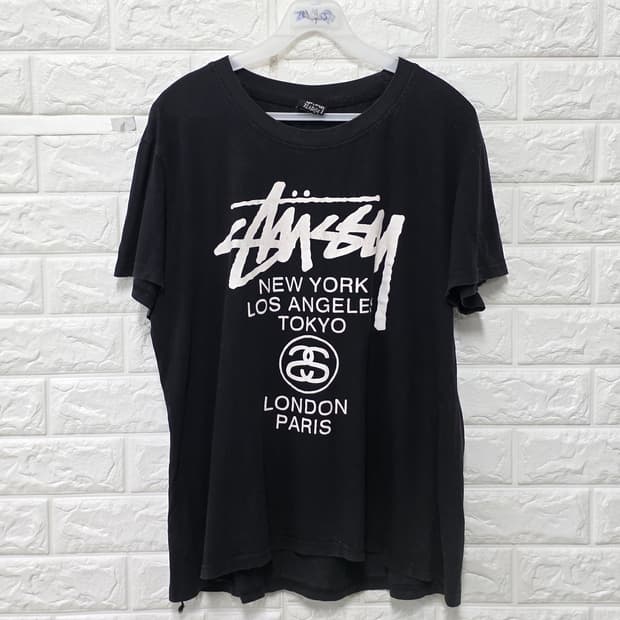 스투시 월드투어 반팔티 블랙 XL