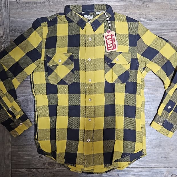 리바이스 LVC 1950's 숏혼 체크 셔츠 옐로우 S