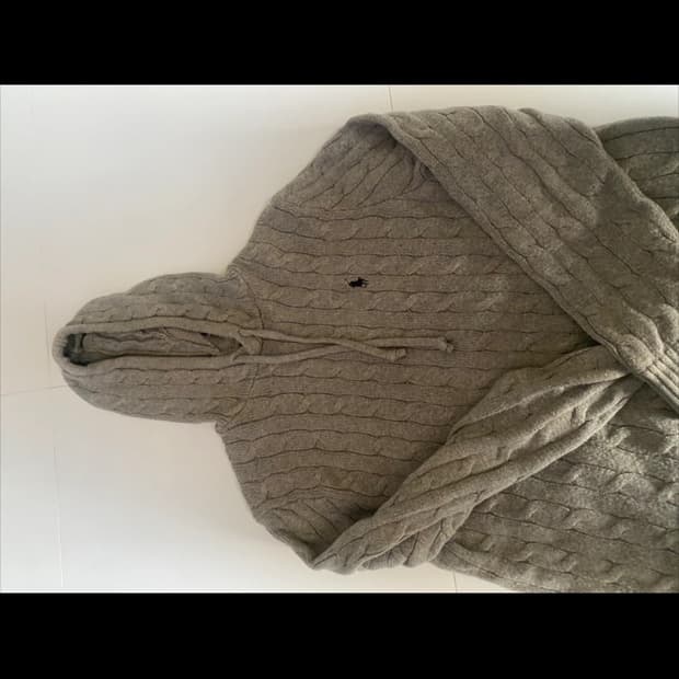 폴로 케이블 니트 후드