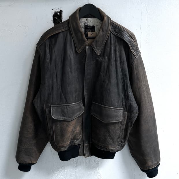 80's USA Made 아비렉스 A2 레더 봄버 자켓