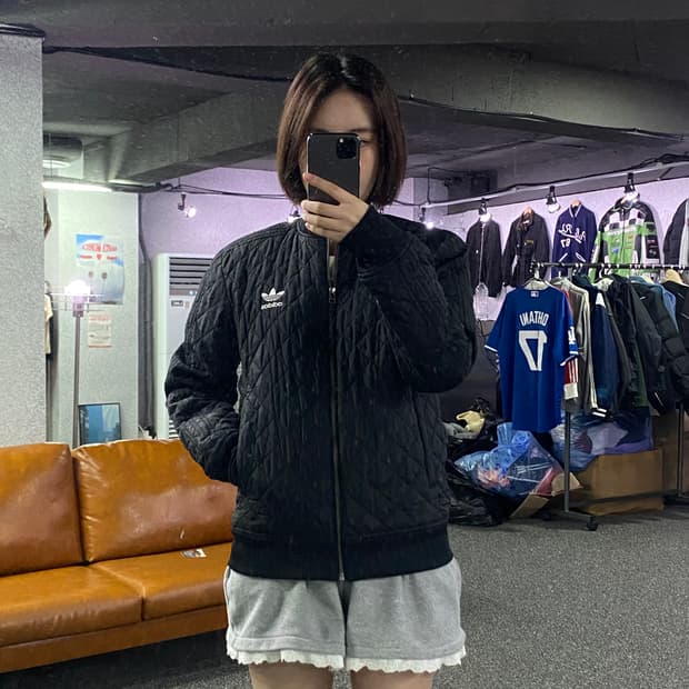 아디다스 오리지널 블랙 퀼팅 자켓  B2863