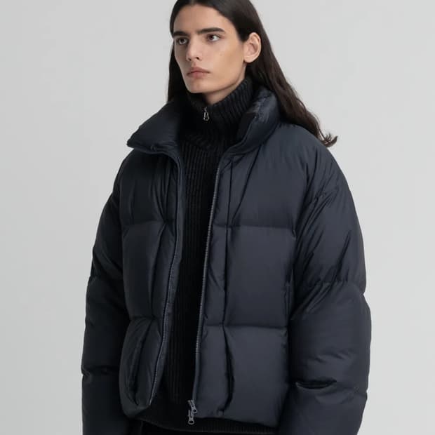 M) 인사일런스 드로스트링 립스탑 구스다운 블루그레이