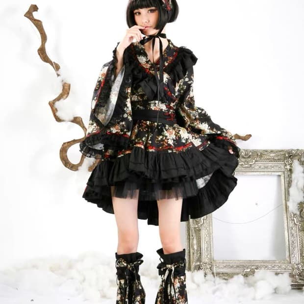 PUNK RAVE 펑크 레이브 프린팅 기모노 세트