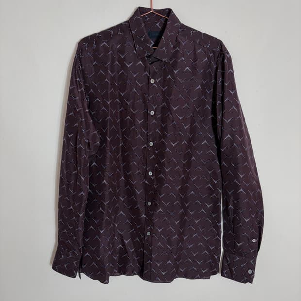 한섬 랑방 기하학 패턴 딥퍼플 셔츠(Free)