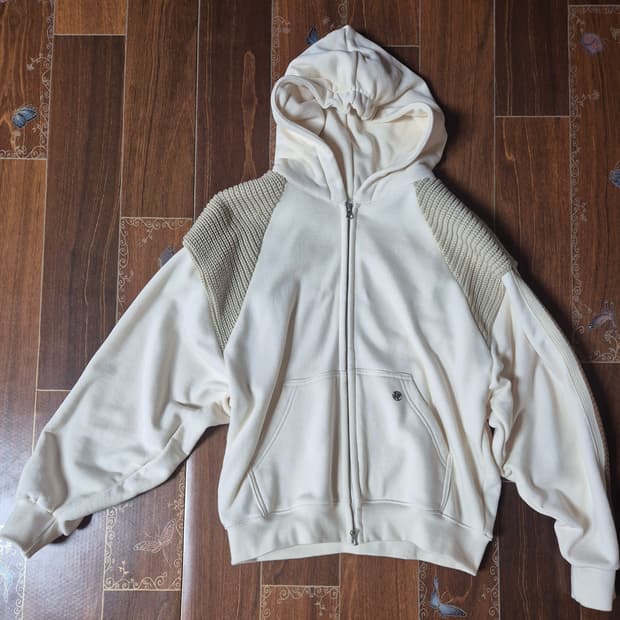 [1]RSSC 니트 믹스 후드집업 아이보리