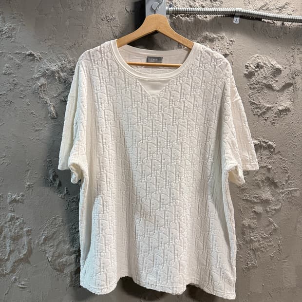 XL 디올DIOR 오블리크 테리 반팔 티셔츠 화이트