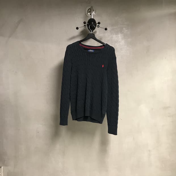 폴로 랄프로렌 케이블 니트 블랙 XL